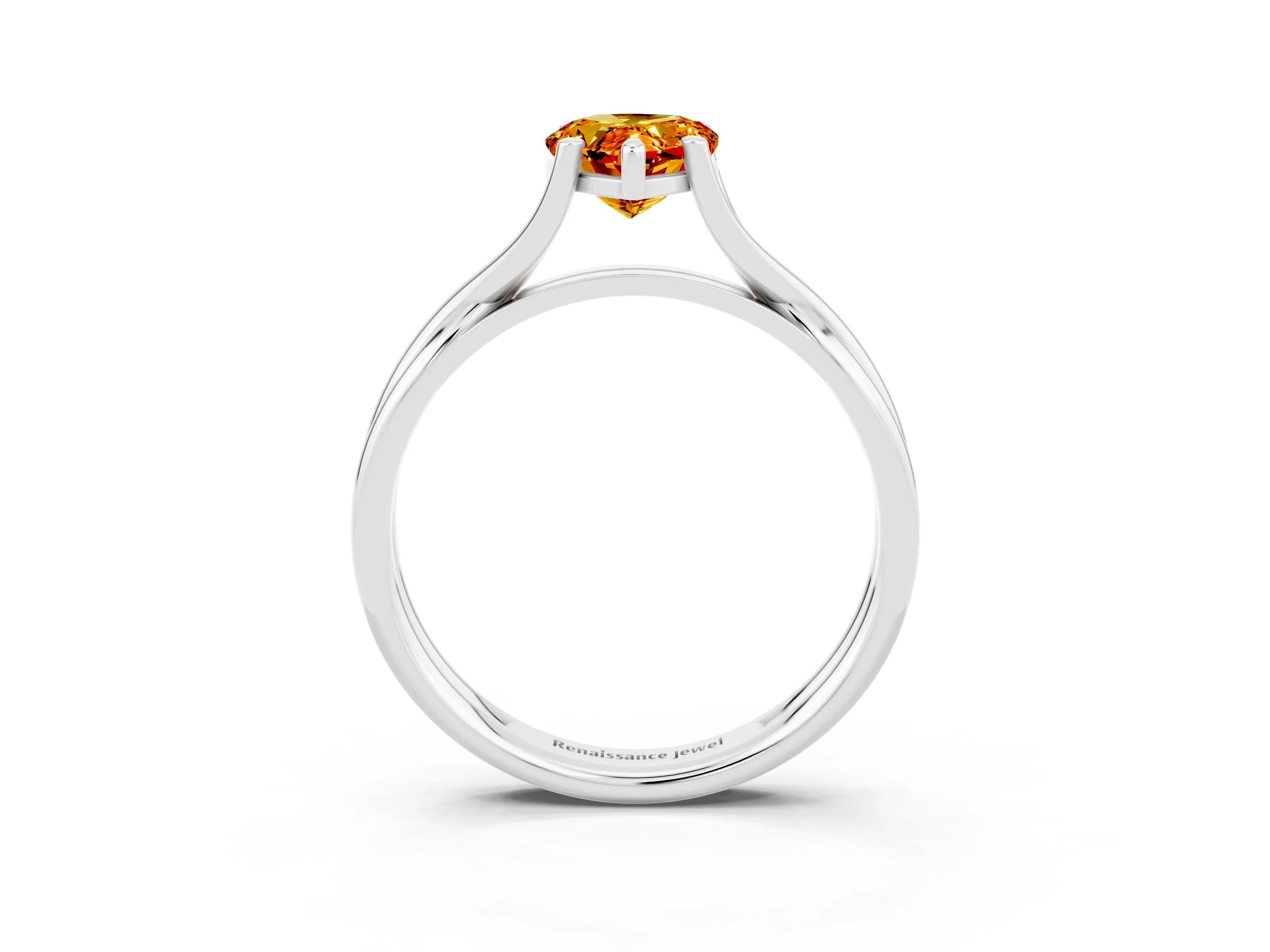 White gold Pear Cut Citrine Solitaire Twist Band Prong Setting Ring_27