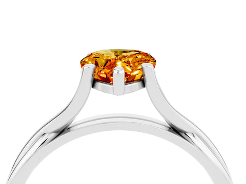 White gold Pear Cut Citrine Solitaire Twist Band Prong Setting Ring_28