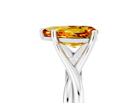 White gold Pear Cut Citrine Solitaire Twist Band Prong Setting Ring_29