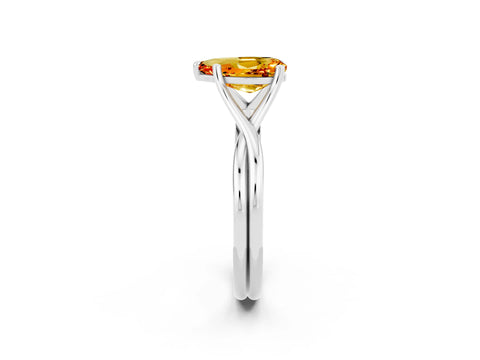 White gold Pear Cut Citrine Solitaire Twist Band Prong Setting Ring_38