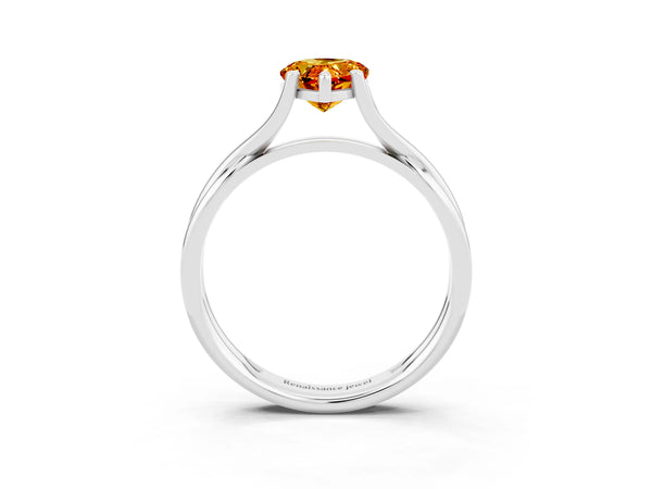 White gold Pear Cut Citrine Solitaire Twist Band Prong Setting Ring