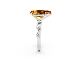 White gold Pear Cut Citrine Solitaire Twisted Band with Round  Accents and Prong Setting_14
