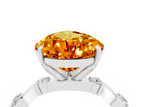 White gold Pear Cut Citrine Solitaire Twisted Band with Round  Accents and Prong Setting_16