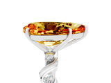 White gold Pear Cut Citrine Solitaire Twisted Band with Round  Accents and Prong Setting_17