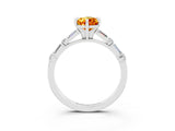 White gold Pear Cut Citrine Solitaire with Side Baguettes and Channel Set Band_3