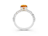 White gold Pear Cut Citrine Solitaire with Side Stones, Pave Band, Four-Prong Setting_39
