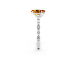 White gold Pear Cut Citrine Solitaire with Side Stones on a Pavé Band and Four-Prong Setting_2