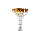 White gold Pear Cut Citrine Solitaire with Side Stones on a Pavé Band and Four-Prong Setting_5