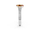 White gold Pear Cut Citrine Split Shank Engagement Ring with Pavé Band_2
