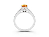 White gold Pear Cut Citrine Split Shank Engagement Ring with Pavé Band_3