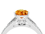 White gold Pear Cut Citrine Split Shank Engagement Ring with Pavé Band_4
