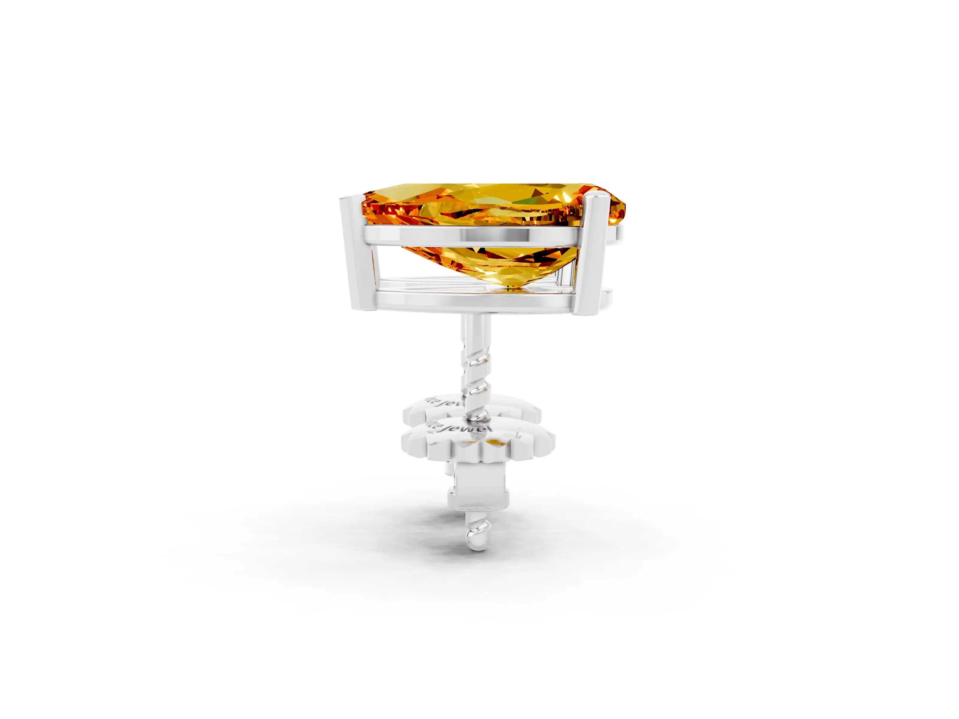 White gold Pear Cut Citrine Stud Earrings_14