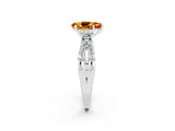 White gold Pear Cut Citrine Three-Stone Ring with Pavé Split Shank and Four-Prong Setting_14