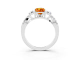 White gold Pear Cut Citrine Three-Stone Ring with Pavé Split Shank and Four-Prong Setting_15
