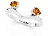 White gold Pear Cut Citrine Two-Stone Open Band Ring with Prong Setting_7