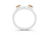 White gold Pear Cut Citrine Two-Stone Open Band Ring with Prong Setting_9