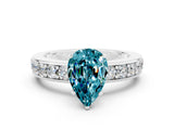 White gold Pear Cut Cut Channel Set Diamond Engagement Ring with Four-Prong Setting