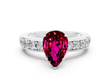 White gold Pear Cut Cut Channel Set Diamond Engagement Ring with Four-Prong Setting