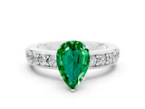 White gold Pear Cut Cut Channel Set Diamond Engagement Ring with Four-Prong Setting