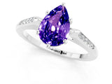 White gold Pear Cut Cut Channel Set Solitaire Engagement Ring with Four-Prong Setting_1