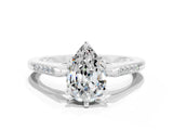 White gold Pear Cut Cut Channel Set Solitaire Engagement Ring with Four-Prong Setting