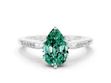 White gold Pear Cut Cut Channel Set Solitaire Engagement Ring with Four-Prong Setting