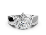 White gold Pear Cut Cut Diamond Channel Set Solitaire Ring with Four-Prong Setting_129