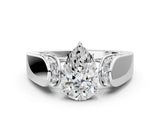 White gold Pear Cut Cut Diamond Channel Set Solitaire Ring with Four-Prong Setting_185