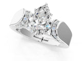 White gold Pear Cut Cut Diamond Channel Set Solitaire Ring with Four-Prong Setting_327