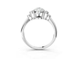 White gold Pear Cut Cut Diamond Cluster Ring with Solitaire Band and Four-Prong Setting_10