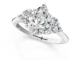 White gold Pear Cut Cut Diamond Cluster Ring with Solitaire Band and Four-Prong Setting_8