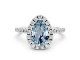 White gold Pear Cut Cut Diamond Floral Halo Engagement Ring with Pavé Band and Prong Setting
