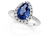 White gold Pear Cut Cut Diamond Floral Halo Engagement Ring with Pavé Band and Prong Setting_1