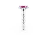 White gold Pear Cut Cut Diamond Floral Halo Engagement Ring with Pavé Band and Prong Setting_2