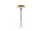 White gold Pear Cut Cut Diamond Floral Halo Engagement Ring with Pavé Band and Prong Setting_2