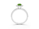 White gold Pear Cut Cut Diamond Floral Halo Engagement Ring with Pavé Band and Prong Setting_3