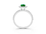 White gold Pear Cut Cut Diamond Floral Halo Engagement Ring with Pavé Band and Prong Setting_3
