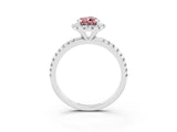 White gold Pear Cut Cut Diamond Floral Halo Engagement Ring with Pavé Band and Prong Setting_3