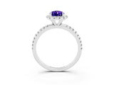 White gold Pear Cut Cut Diamond Floral Halo Engagement Ring with Pavé Band and Prong Setting_3