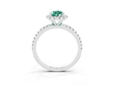 White gold Pear Cut Cut Diamond Floral Halo Engagement Ring with Pavé Band and Prong Setting_3