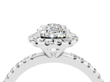White gold Pear Cut Cut Diamond Floral Halo Engagement Ring with Pavé Band and Prong Setting_4