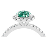 White gold Pear Cut Cut Diamond Floral Halo Engagement Ring with Pavé Band and Prong Setting_4