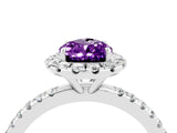 White gold Pear Cut Cut Diamond Floral Halo Engagement Ring with Pavé Band and Prong Setting_4