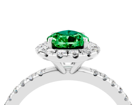 White gold Pear Cut Cut Diamond Floral Halo Engagement Ring with Pavé Band and Prong Setting_4