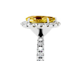 White gold Pear Cut Cut Diamond Floral Halo Engagement Ring with Pavé Band and Prong Setting_5