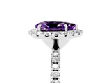 White gold Pear Cut Cut Diamond Floral Halo Engagement Ring with Pavé Band and Prong Setting_5