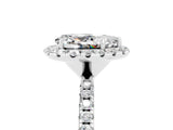 White gold Pear Cut Cut Diamond Floral Halo Engagement Ring with Pavé Band and Prong Setting_5