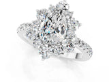 White gold Pear Cut Cut Diamond Floral Halo Pave Band with Prong Setting_1