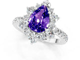 White gold Pear Cut Cut Diamond Floral Halo Pave Band with Prong Setting_1
