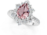 White gold Pear Cut Cut Diamond Floral Halo Pave Band with Prong Setting_1